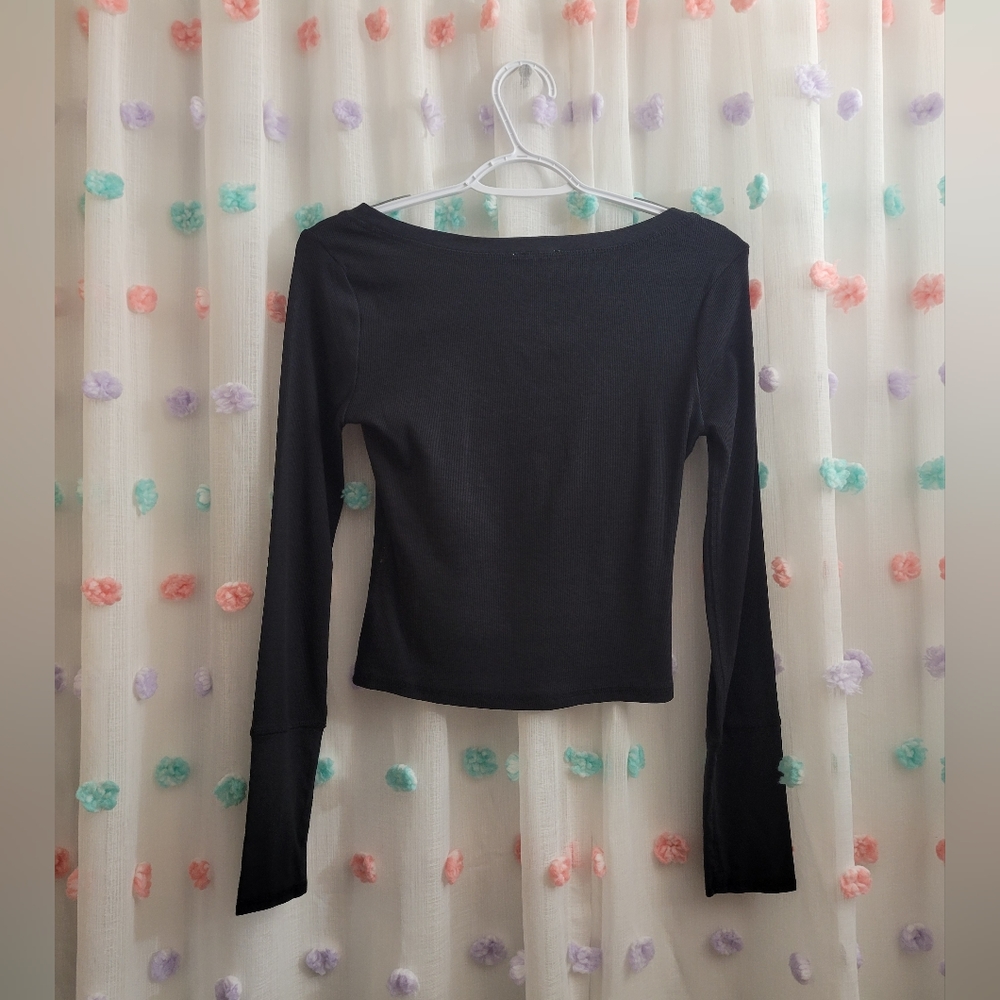 #237- Free People At The Park Long Sleeve Tee in Black NWOT - Picture 8 of 8
